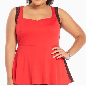 Torrid Red Pendulum Tank top with black lace
